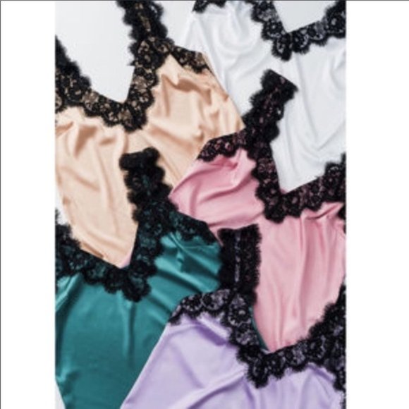 White Satin/Black Lace; Cami; Small, NEW - Picture 6 of 10